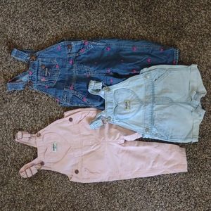 Girls Oshkosh Overalls (3 pairs)